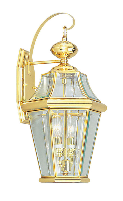 Georgetown 2 Light Outdoor Wall Lantern in Polished Brass