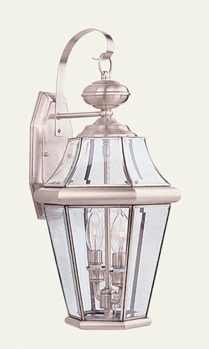 Georgetown 2 Light Outdoor Wall Lantern in Brushed Nickel
