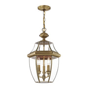 Monterey 3 Light Outdoor Chain Lantern in Antique Brass