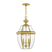 Monterey 3 Light Outdoor Chain Lantern in Polished Brass