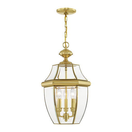 Monterey 3 Light Outdoor Chain Lantern in Polished Brass