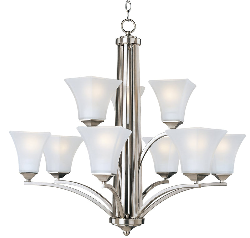 Aurora 9 Light Chandelier in Satin Nickel