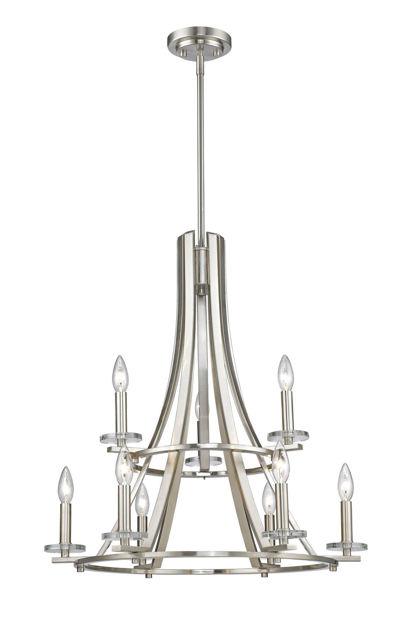 Verona 9 Light 25" Chandelier in Brushed Nickel