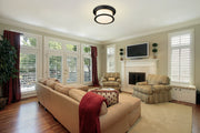Sonna 3 Light 15.5" Flush Mount in Matte Black in a room setting