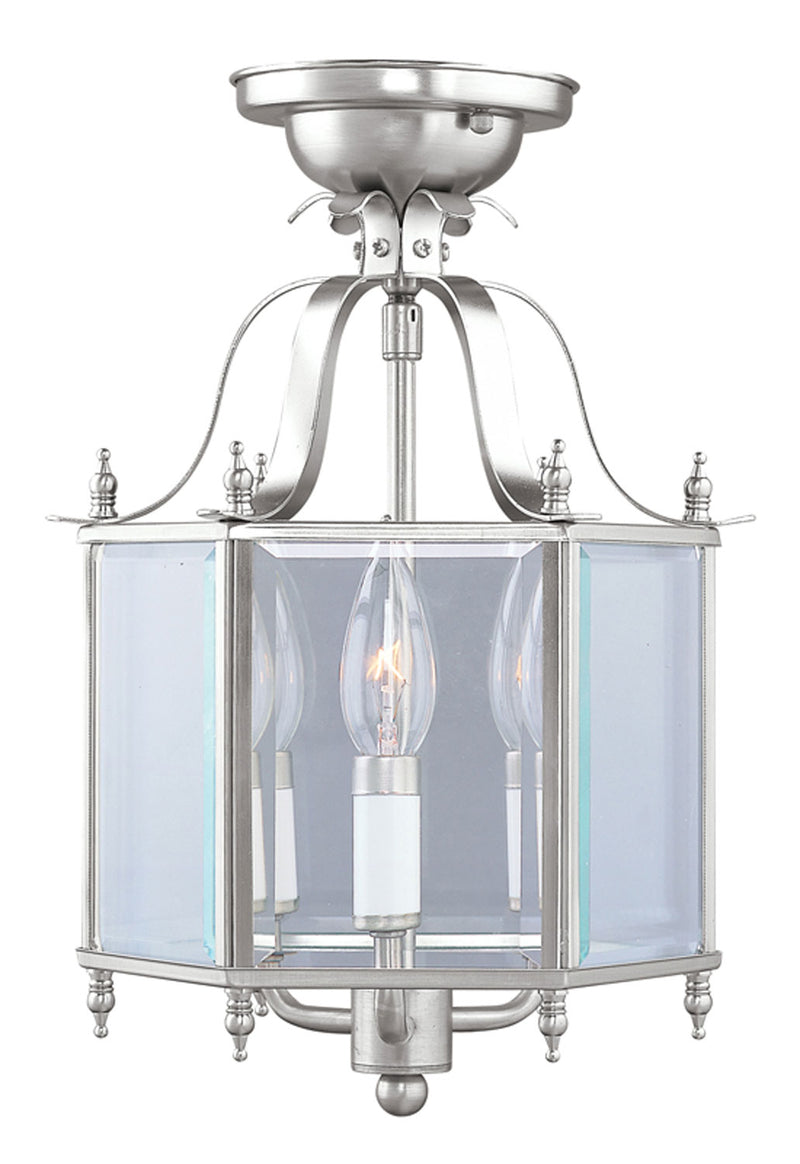 Livingston 3 Light Convertible Mini Pendant/Ceiling Mount in Brushed Nickel