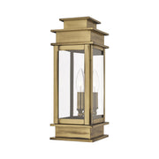 Princeton Small Outdoor Wall Lantern in Antique Brass with Polished Chrome Stainless Steel Reflector