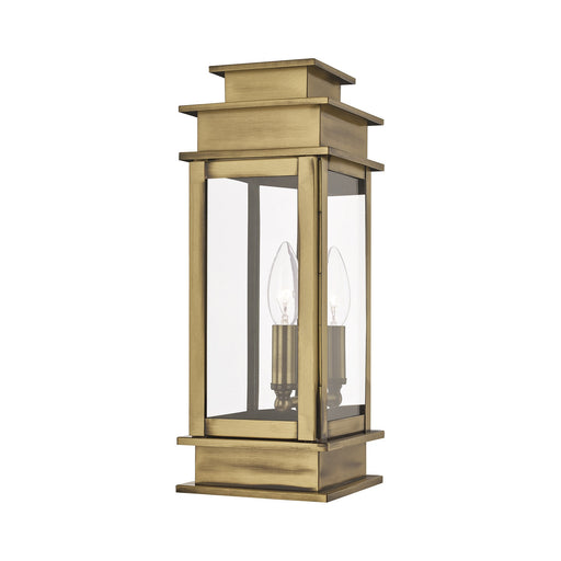 Princeton Small Outdoor Wall Lantern in Antique Brass with Polished Chrome Stainless Steel Reflector
