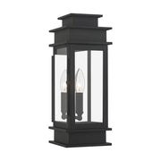 Princeton Small Outdoor Wall Lantern in Black with Polished Chrome Stainless Steel Reflector