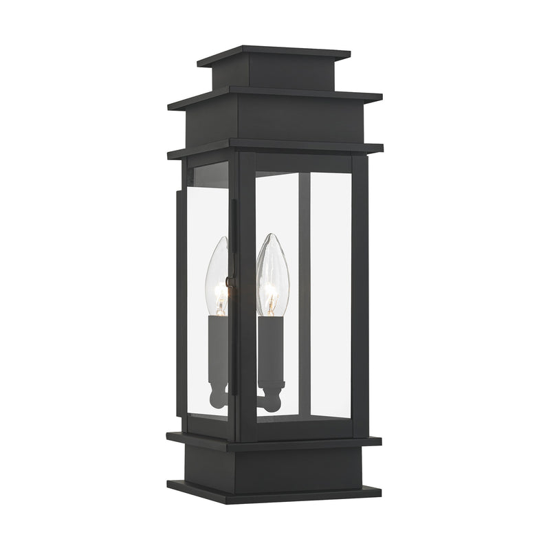 Princeton Small Outdoor Wall Lantern in Black with Polished Chrome Stainless Steel Reflector