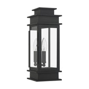 Princeton Small Outdoor Wall Lantern in Black with Polished Chrome Stainless Steel Reflector