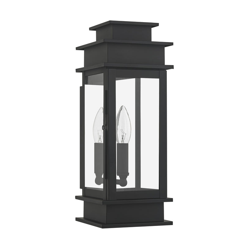 Princeton Small Outdoor Wall Lantern in Black with Polished Chrome Stainless Steel Reflector