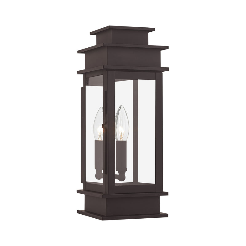 Princeton Small Outdoor Wall Lantern in Bronze with Polished Chrome Stainless Steel Reflector