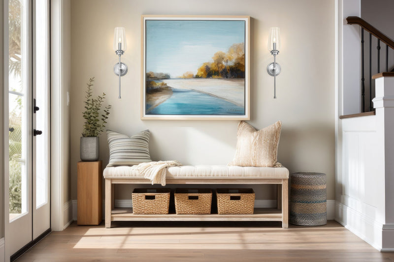Clara 1 Light 5.5" Wall Sconce in Brushed Nickel in a room setting