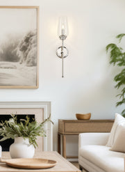 Clara 1 Light 5.5" Wall Sconce in Polished Nickel in a room setting