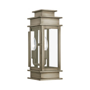 Princeton Small Outdoor Wall Lantern in Vintage Pewter with Polished Chrome Stainless Steel Reflector