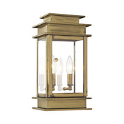 Princeton 2-Light 14" Outdoor Wall Lantern in Antique Brass with Polished Chrome Stainless Steel Reflector
