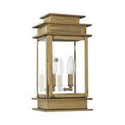 Princeton 2-Light 14" Outdoor Wall Lantern in Antique Brass with Polished Chrome Stainless Steel Reflector