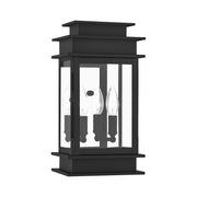 Princeton 2-Light 14" Outdoor Wall Lantern in Black with Polished Chrome Stainless Steel Reflector