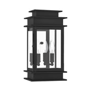 Princeton 2-Light 14" Outdoor Wall Lantern in Black with Polished Chrome Stainless Steel Reflector