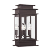 Princeton 2-Light 14" Outdoor Wall Lantern in Bronze with Polished Chrome Stainless Steel Reflector