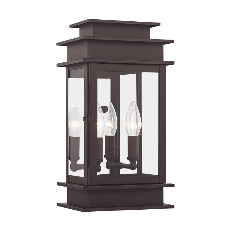 Princeton 2-Light 14" Outdoor Wall Lantern in Bronze with Polished Chrome Stainless Steel Reflector