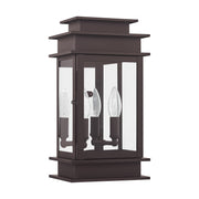 Princeton 2-Light 14" Outdoor Wall Lantern in Bronze with Polished Chrome Stainless Steel Reflector