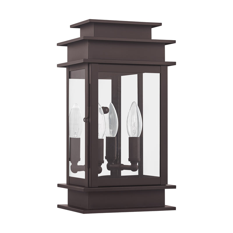 Princeton 2-Light 14" Outdoor Wall Lantern in Bronze with Polished Chrome Stainless Steel Reflector