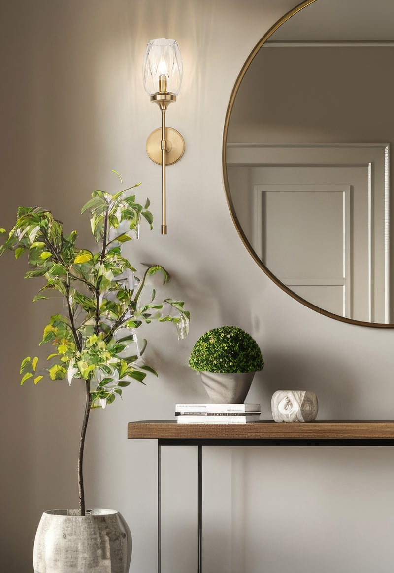 Cassian 1 Light 5.5" Wall Sconce in Modern Gold in a room setting