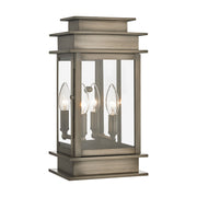 Princeton 2-Light 14" Outdoor Wall Lantern in Vintage Pewter with Polished Chrome Stainless Steel Reflector