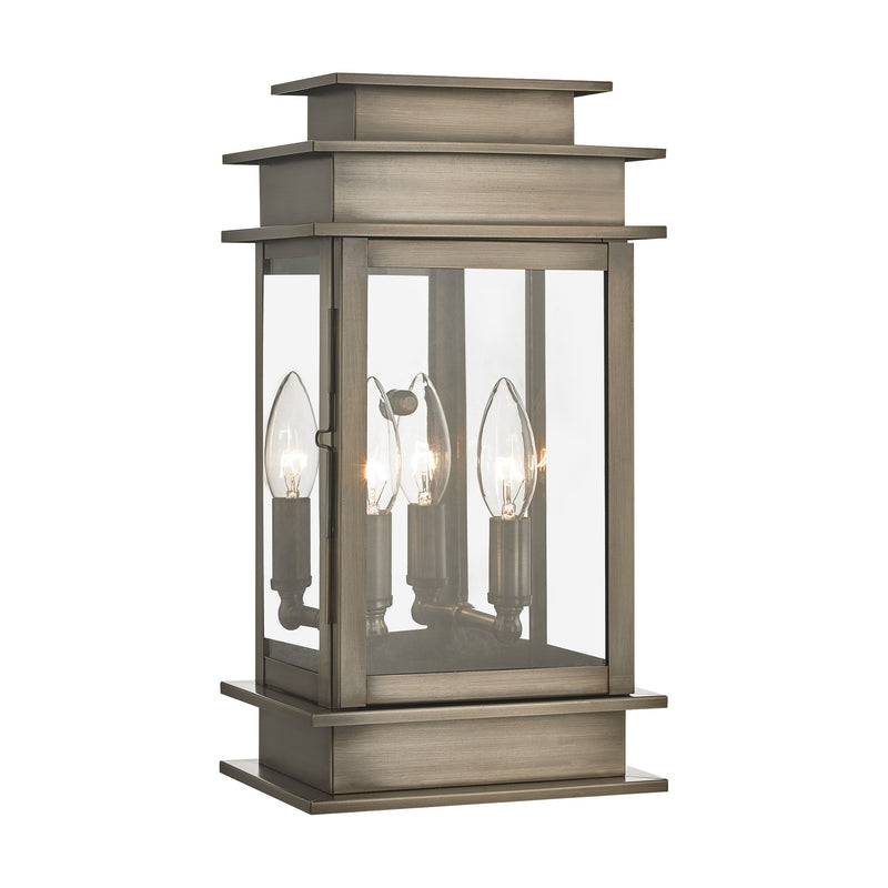 Princeton 2-Light 14" Outdoor Wall Lantern in Vintage Pewter with Polished Chrome Stainless Steel Reflector