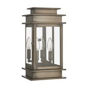 Princeton 2-Light 14" Outdoor Wall Lantern in Vintage Pewter with Polished Chrome Stainless Steel Reflector