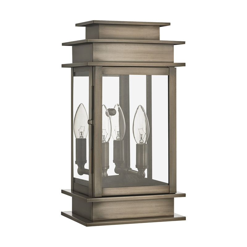 Princeton 2-Light 14" Outdoor Wall Lantern in Vintage Pewter with Polished Chrome Stainless Steel Reflector