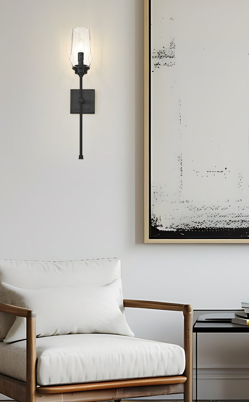 Cosmo 1 Light 5" Wall Sconce in Matte Black in a room setting