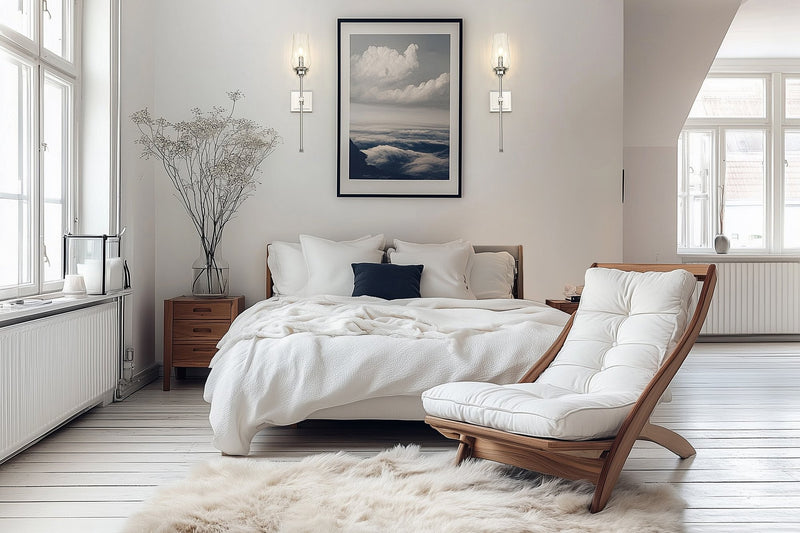 Cosmo 1 Light 5" Wall Sconce in Polished Nickel in a room setting