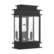 Princeton 2-Light 15.25" Outdoor Wall Lantern in Black with Polished Chrome Stainless Steel Reflector