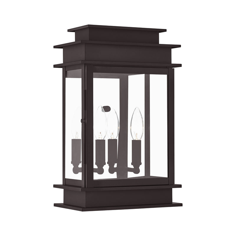 Princeton 2-Light 15.25" Outdoor Wall Lantern in Bronze with Polished Chrome Stainless Steel Reflector
