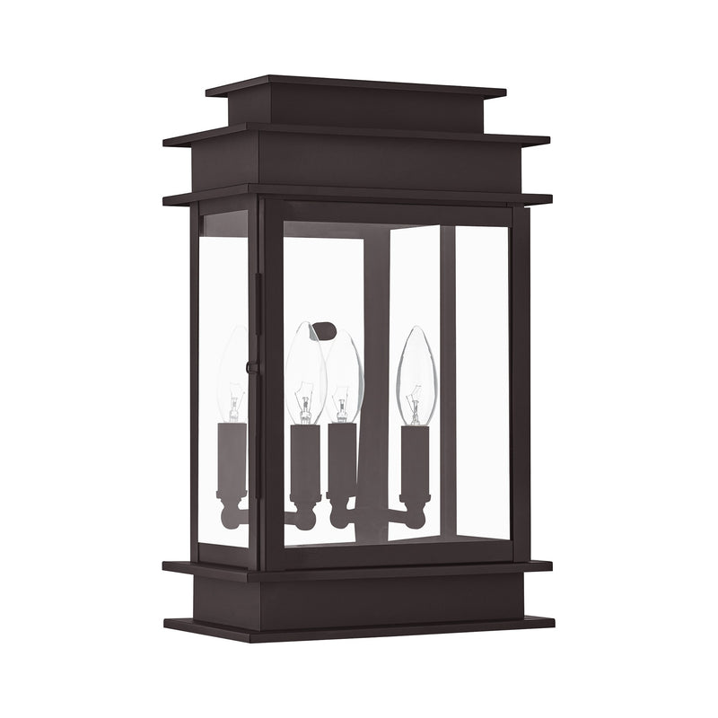 Princeton 2-Light 15.25" Outdoor Wall Lantern in Bronze with Polished Chrome Stainless Steel Reflector