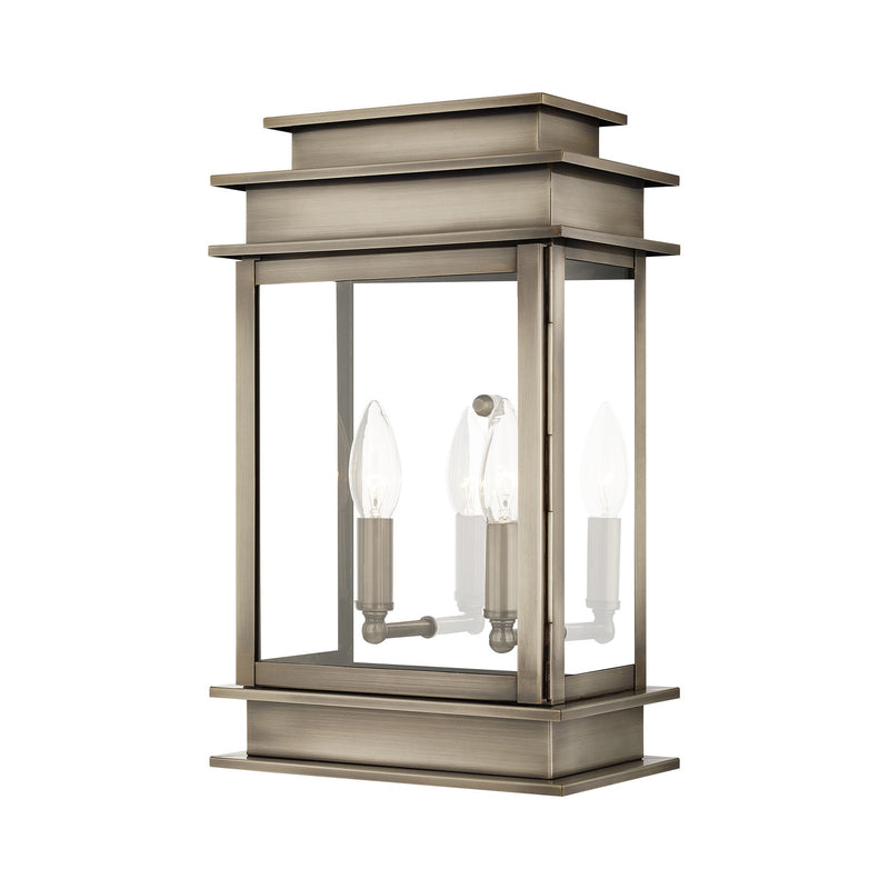 Princeton 2-Light 15.25" Outdoor Wall Lantern in Vintage Pewter with Polished Chrome Stainless Steel Reflector