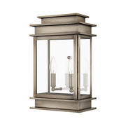 Princeton 2-Light 15.25" Outdoor Wall Lantern in Vintage Pewter with Polished Chrome Stainless Steel Reflector