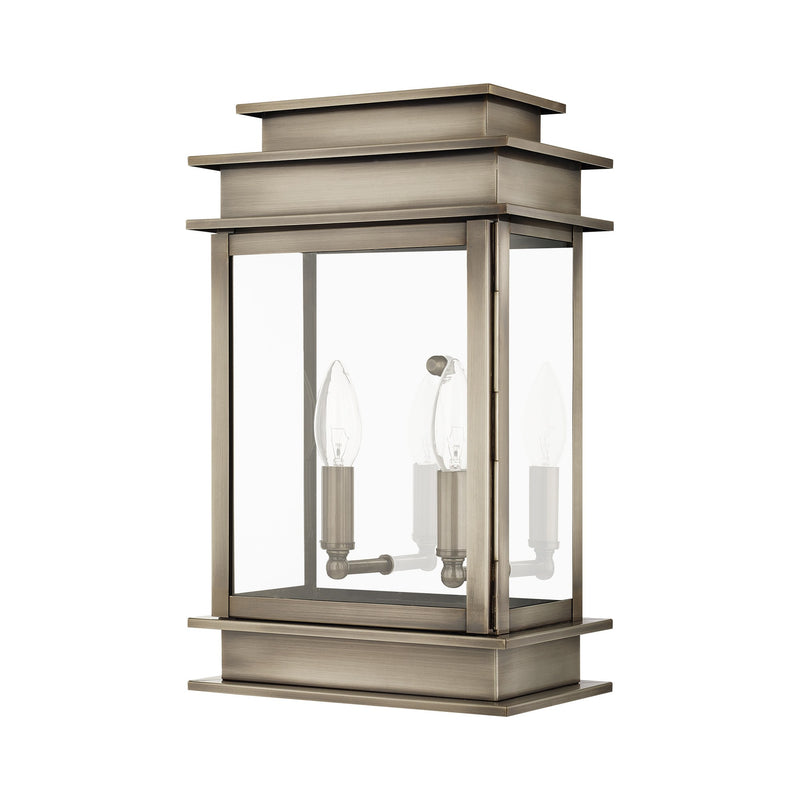 Princeton 2-Light 15.25" Outdoor Wall Lantern in Vintage Pewter with Polished Chrome Stainless Steel Reflector