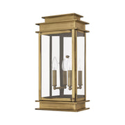 Princeton 2-Light Large Outdoor Wall Lantern in Antique Brass with Polished Chrome Stainless Steel Reflector