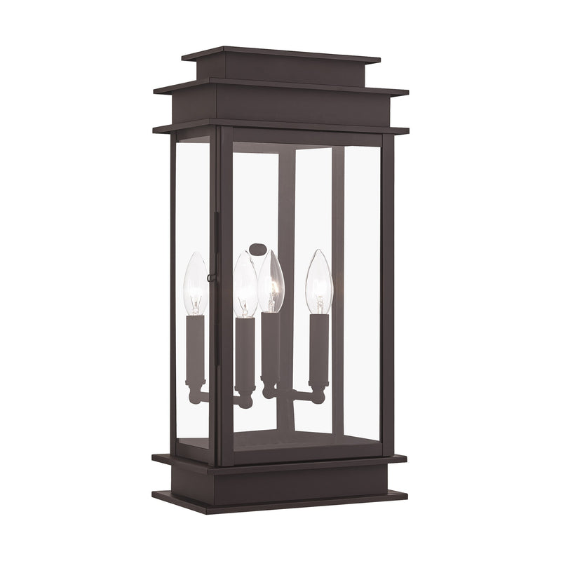 Princeton 2-Light Large Outdoor Wall Lantern in Bronze with Polished Chrome Stainless Steel Reflector