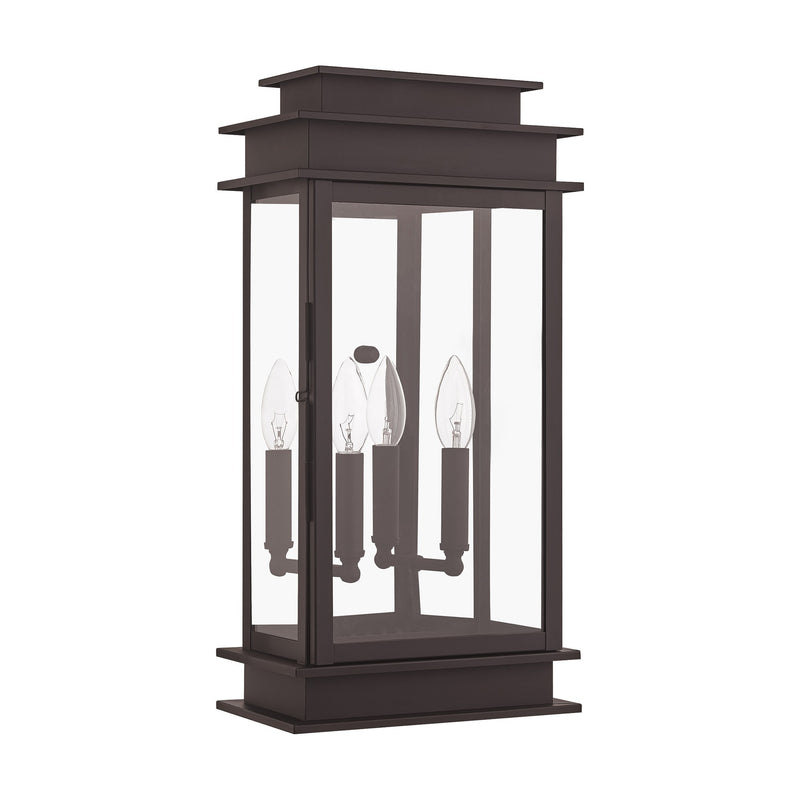 Princeton 2-Light Large Outdoor Wall Lantern in Bronze with Polished Chrome Stainless Steel Reflector