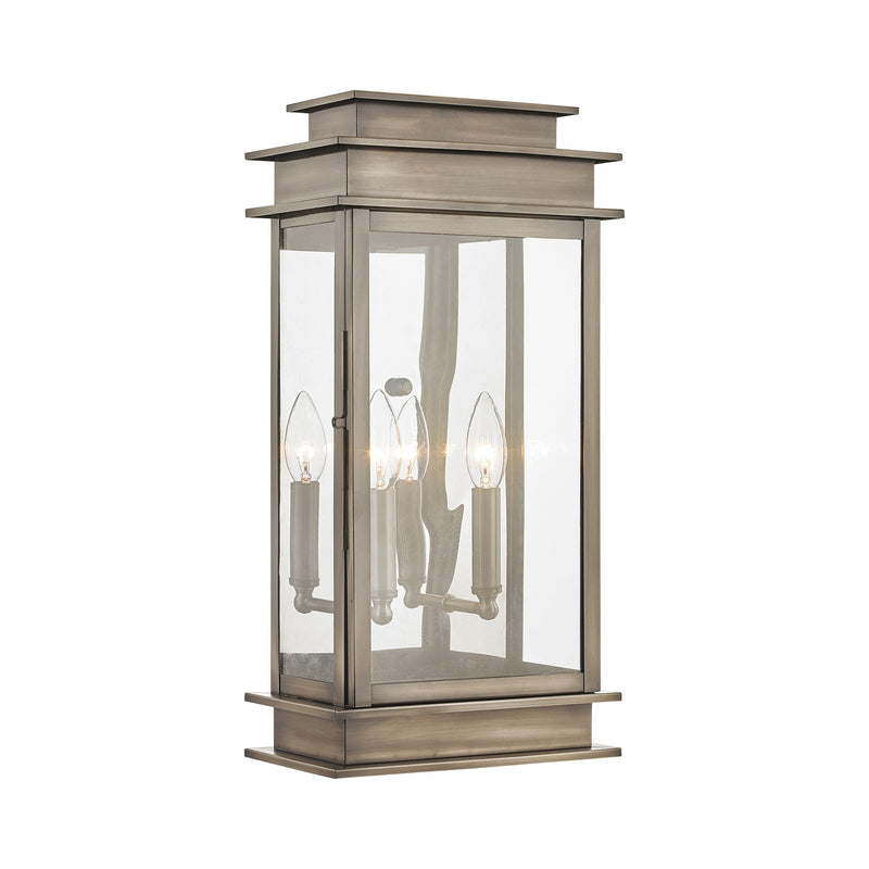 Princeton 2-Light Large Outdoor Wall Lantern in Vintage Pewter with Polished Chrome Stainless Steel Reflector