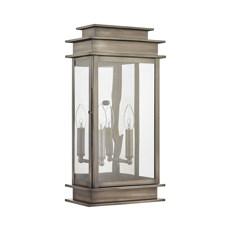 Princeton 2-Light Large Outdoor Wall Lantern in Vintage Pewter with Polished Chrome Stainless Steel Reflector