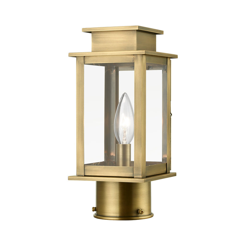 Princeton Mini Outdoor Post Light in Antique Brass