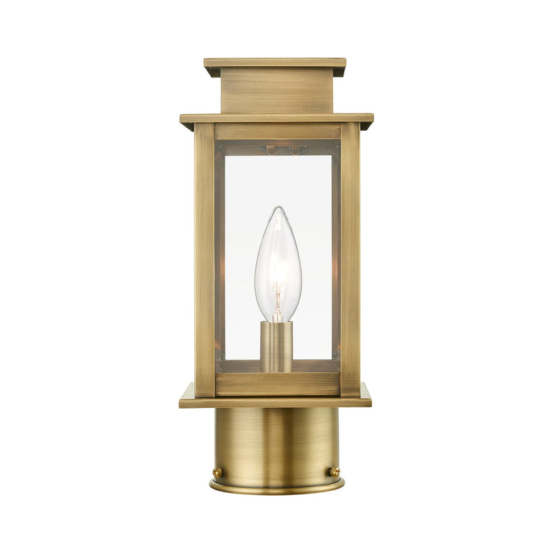 Princeton Mini Outdoor Post Light in Antique Brass