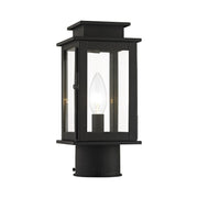 Princeton Mini Outdoor Post Light in Black with Polished Chrome Stainless Steel Reflector