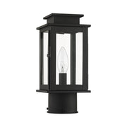 Princeton Mini Outdoor Post Light in Black with Polished Chrome Stainless Steel Reflector