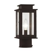 Princeton Mini Outdoor Post Light in Bronze with Polished Chrome Stainless Steel Reflector